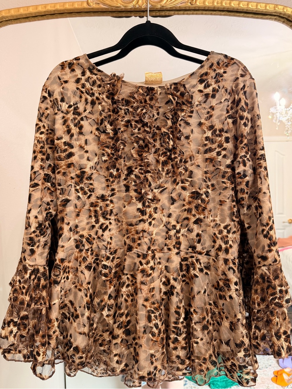 Womens Brown Leopard Print Tunic Top